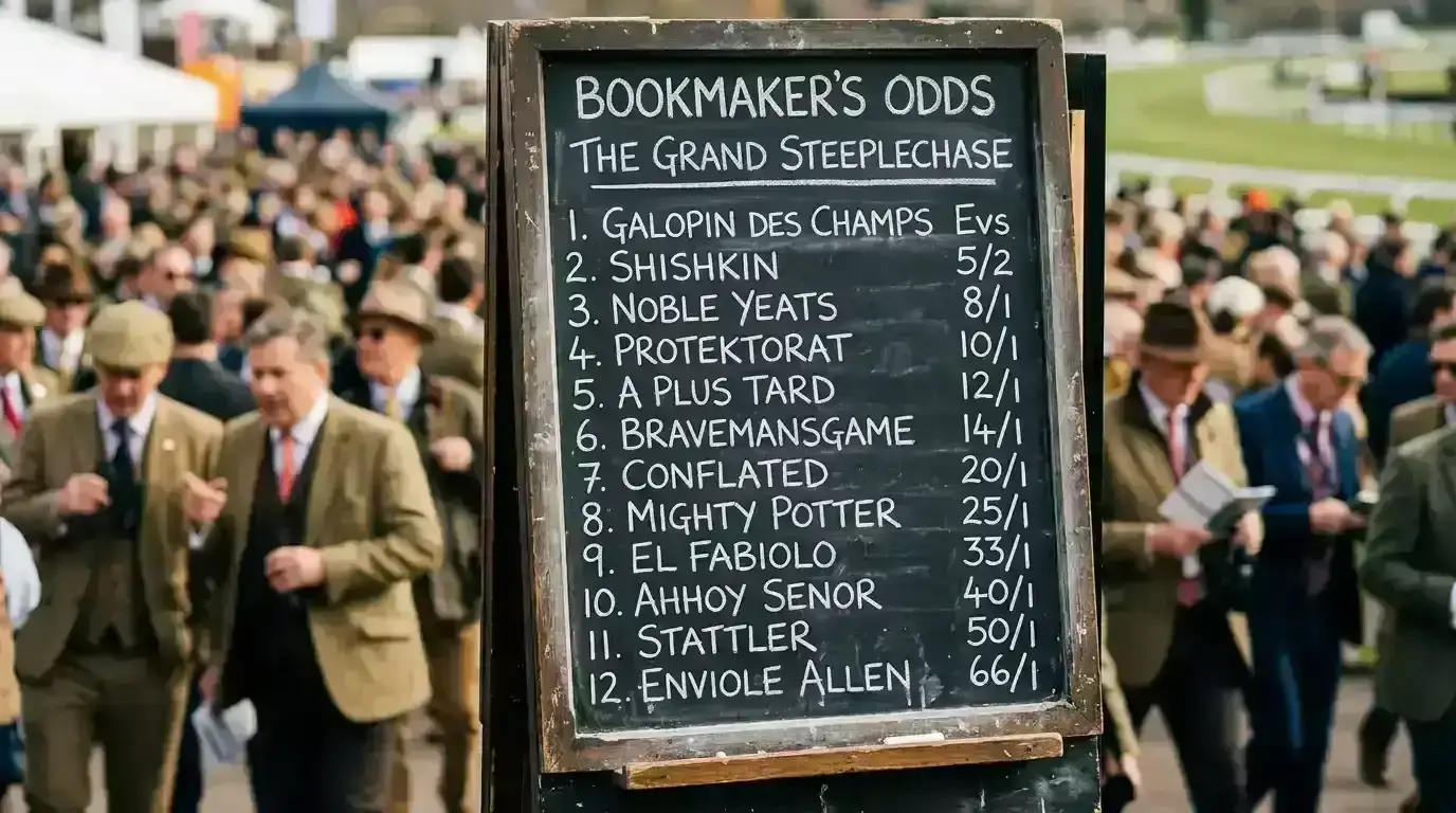 Bookmaker odds board displaying early ante-post prices for a major horse racing festival