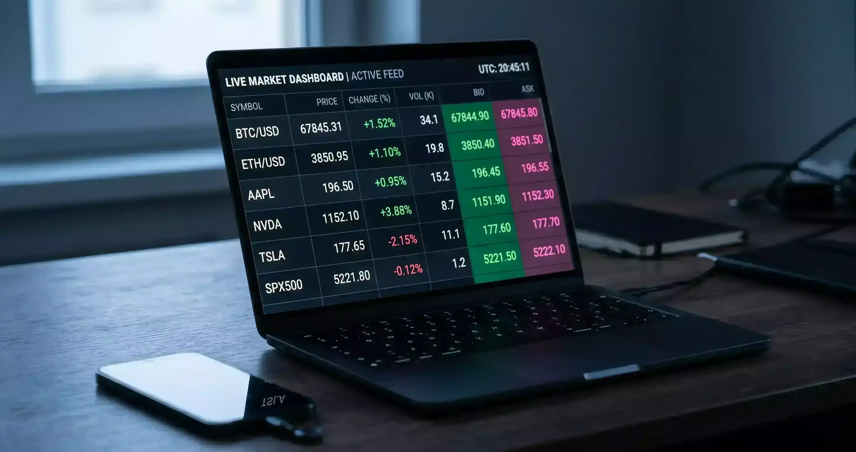 Laptop screen showing a live horse racing exchange market with back and lay columns on a desk