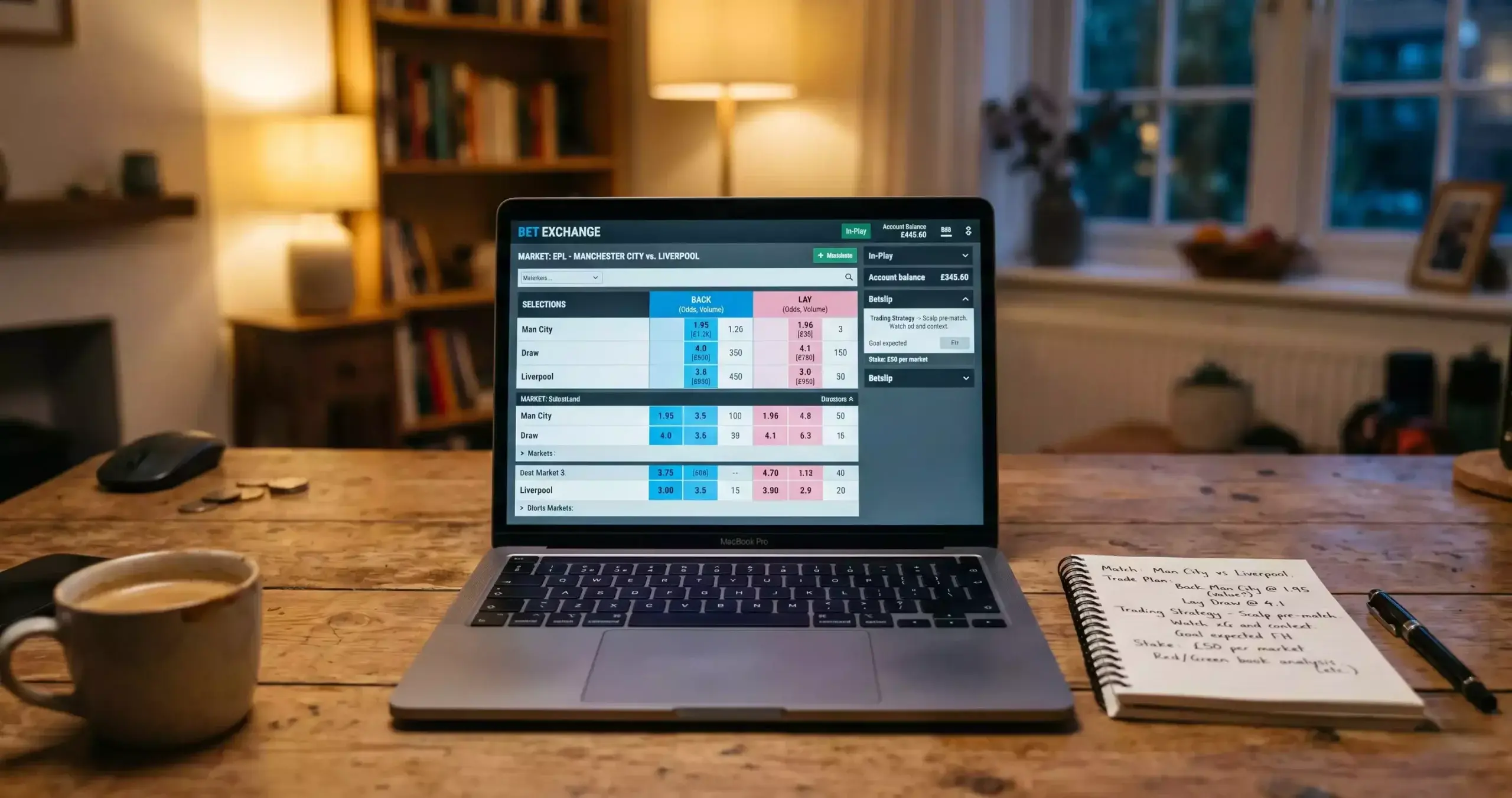 Exchange lay bet interface showing favourite horse with liability calculation